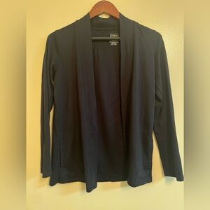 Women's Black Pima Cotton Open Cardigan, With Pockets Size XS